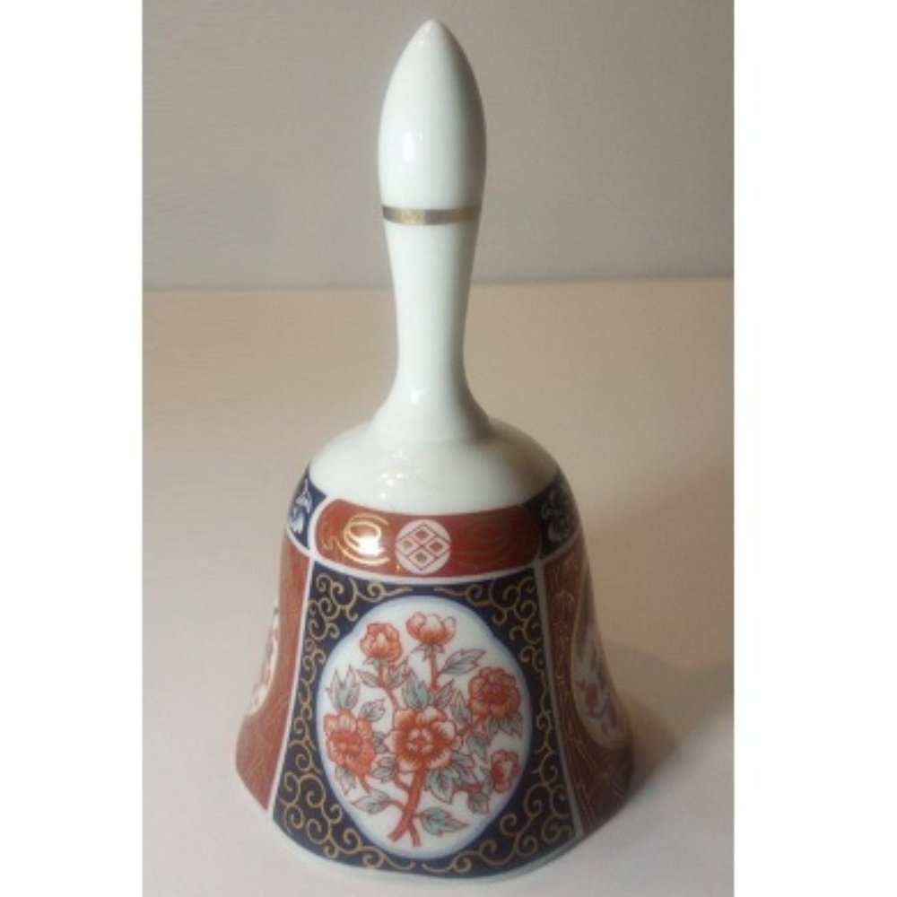 Vintage Imari Style Porcelain Floral Small Bell  -  Vintage 1980s